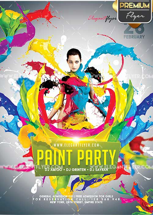 Paint Party Flyer PSD V02 Template + Facebook Cover