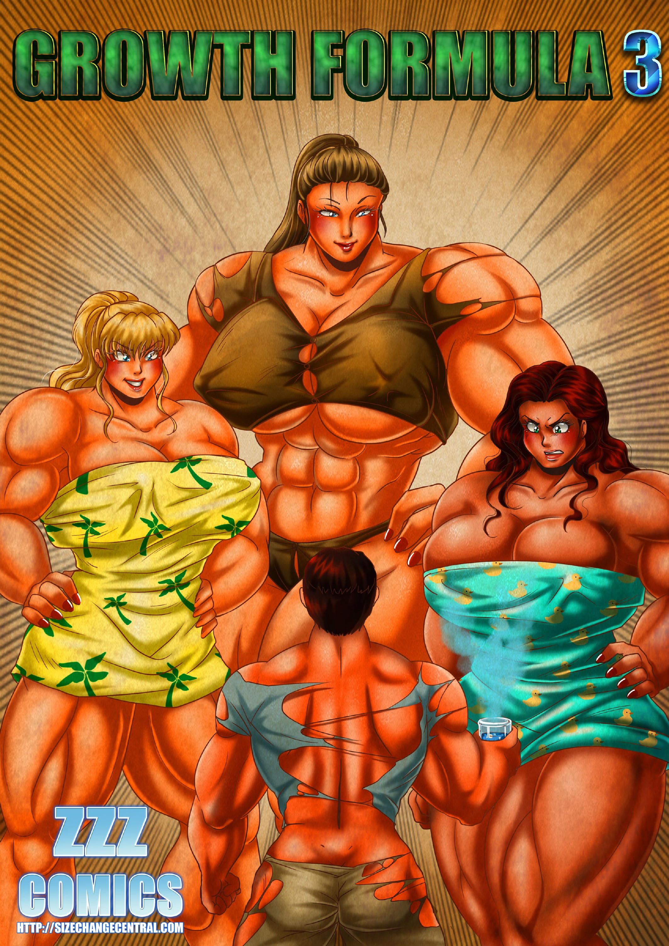 Muscular giantess babes in ZZZ Comics Growth Formula ch 3 CE