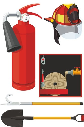 Принадлежности пожарных (подборка векторных отрисовок)