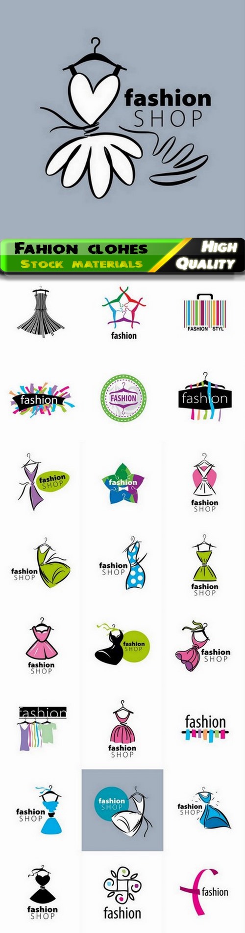 Fashion logo or brand emblem with clothes for store 25 Eps