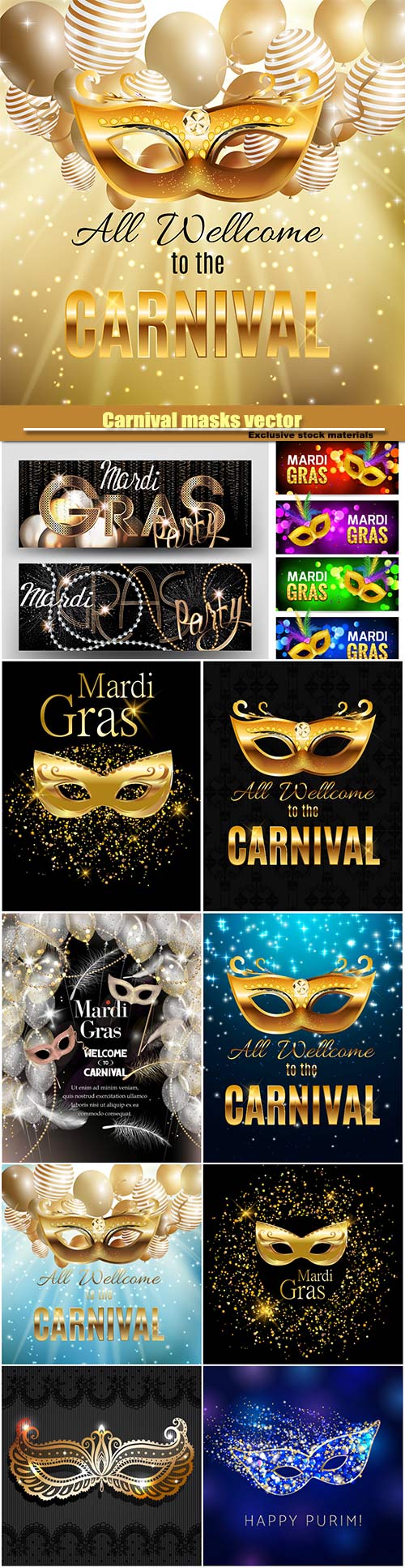 Carnival masks vector