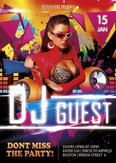 DJ Guest PSD V18 Flyer Template with Facebook Cover