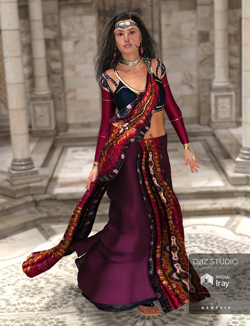 NeoIndia Outfit for Genesis 2 Female(s) and Genesis 3 Female(s)