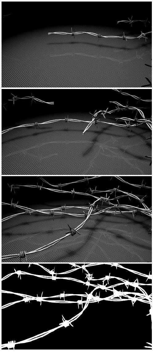 Video footage Barbed wires animation for foreground, background, with matte