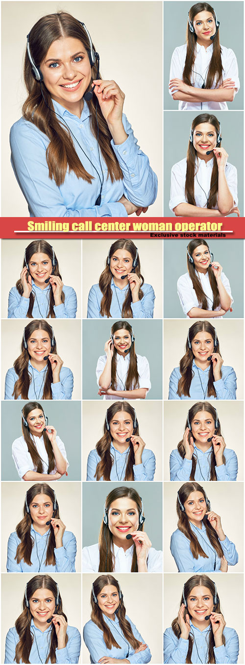 Smiling call center woman operator