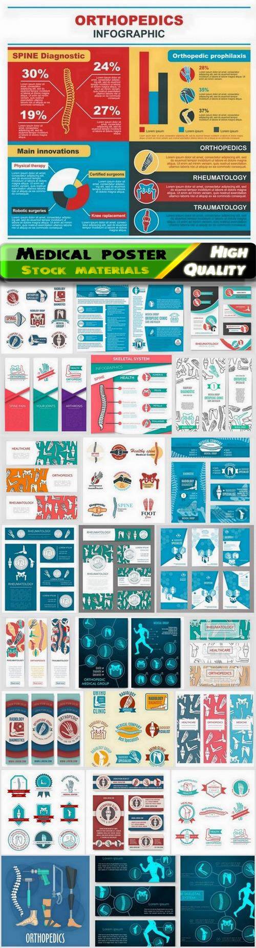 Medical poster with human bones and body parts 25 Eps
