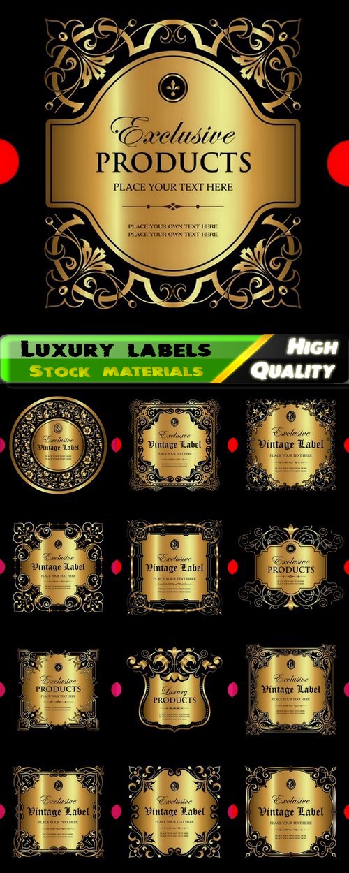 Luxury ornamental label with vintage royal gold frame 13 Eps