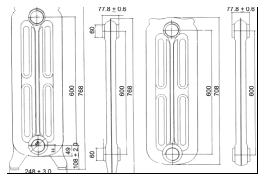 Схема: Размеры чугунного радиатора
