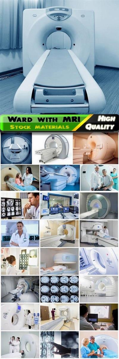 Doctors and patients in ward with MRI medical images, medicine, nurse Stock images