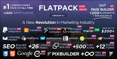 ThemeForest - FLATPACK v5.1.1 - Landing Pages Pack With Page Builder - 10591107