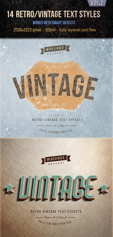 GraphicRiver 14 Retro / Vintage Text Effects V.2