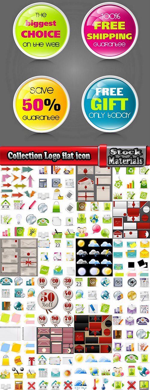 Collection Logo flat icon web design element site 89-25 EPS