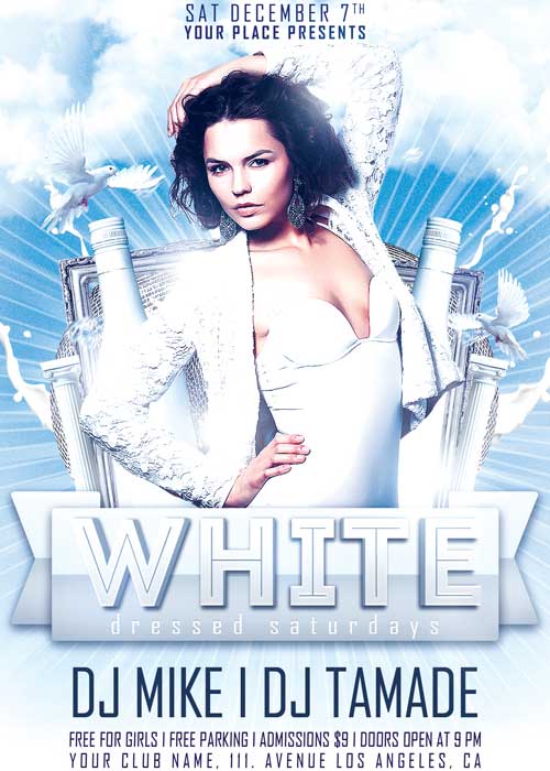 White Dressed Saturdays V5 Flyer Template