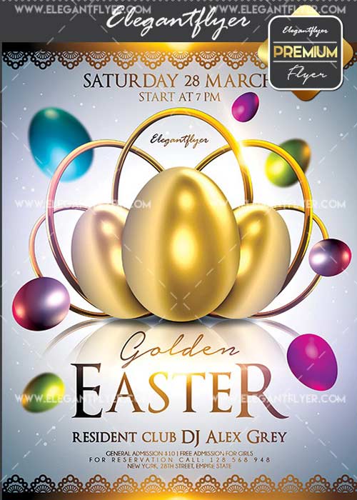 Golden Easter V20 Flyer PSD Template + Facebook Cover