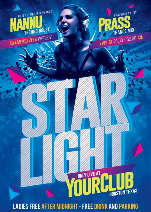 Starlight DJ Party V18 Flyer Template
