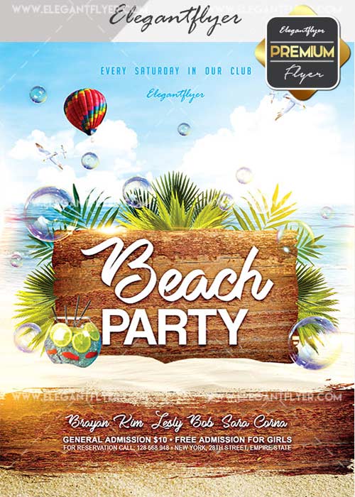 Beach Party V32 Flyer PSD Template + Facebook Cover