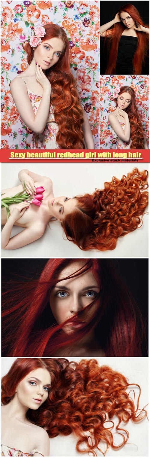 Sexy beautiful redhead girl with long hair