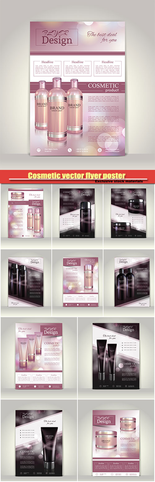 Cosmetic vector flyer poster, brochure magazine cover template