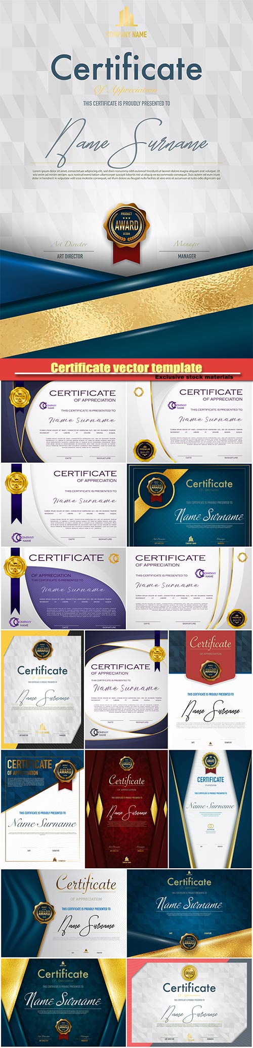 Certificate vector template luxury and diploma