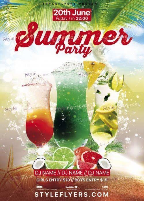 Summer Party Flyer V41 PSD Template