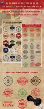 18 Editable Rubber Stamps Bundle