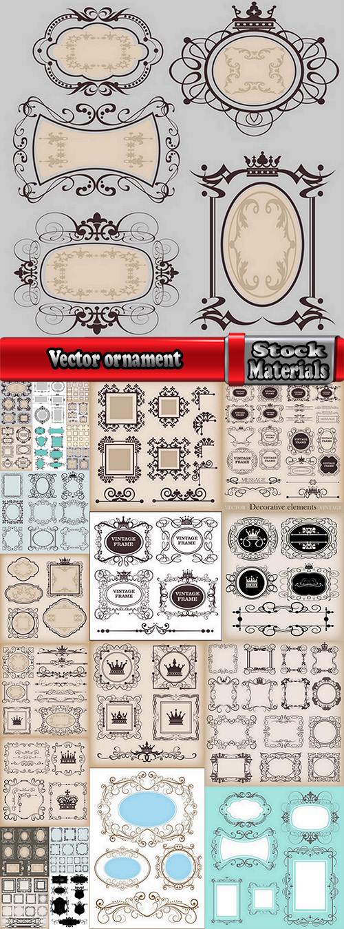 Vector ornament calligraphic design elements picture fame 25 Eps