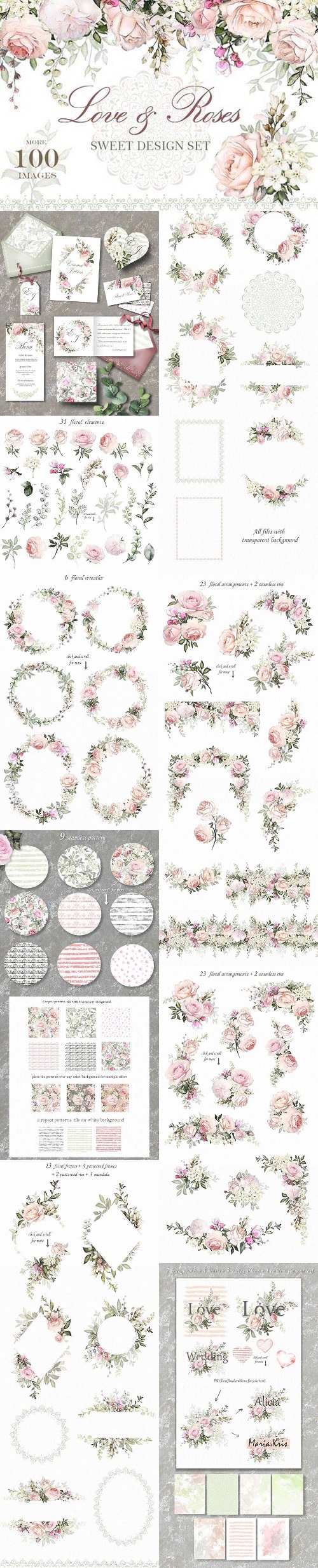 Love & Roses. Floral Design set 1728937