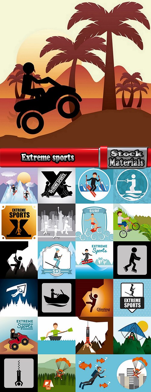 Extreme sports icon flyer banner poster 25 EPS