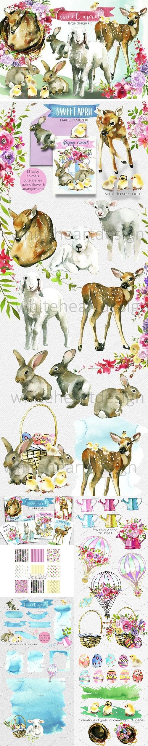 Easter Animals Flowers Clipart 1305202