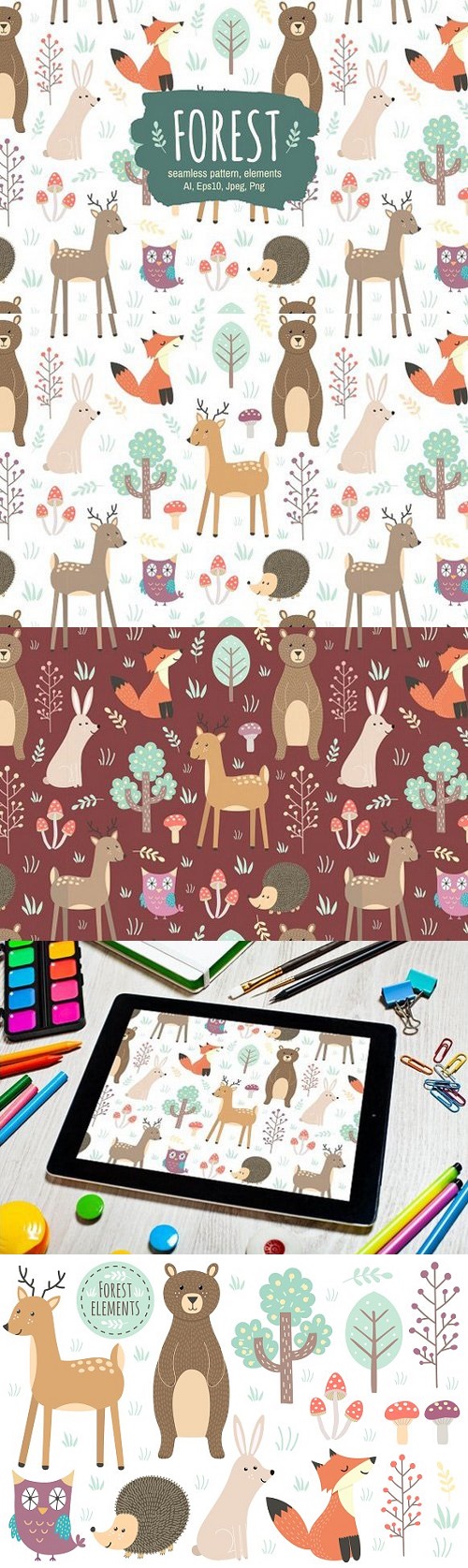 Forest: seamless pattern & elements 1414599
