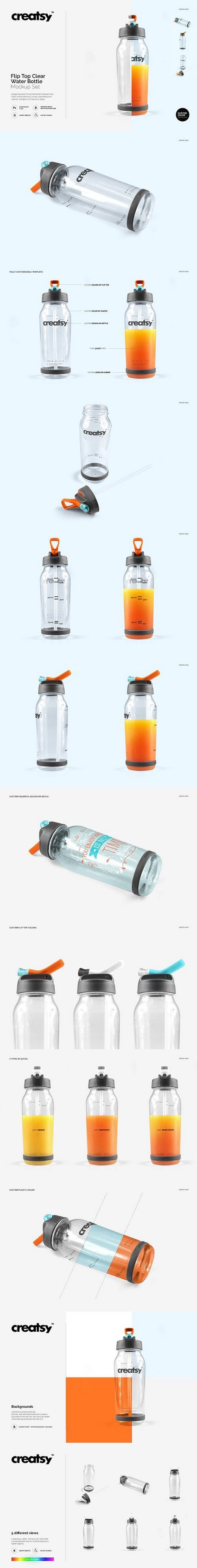 Flip Top Clear Water Bottle Mockup 1782569