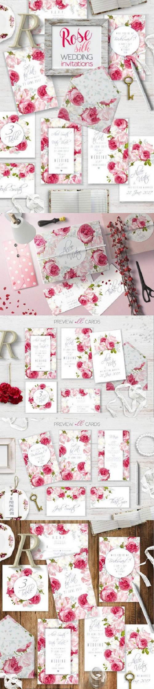 Rose Silk Wedding invitations 1867972