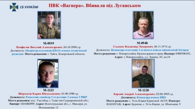 СБУ опубликовала индивидуальные настоящие боевиков ЧВК Вагнера