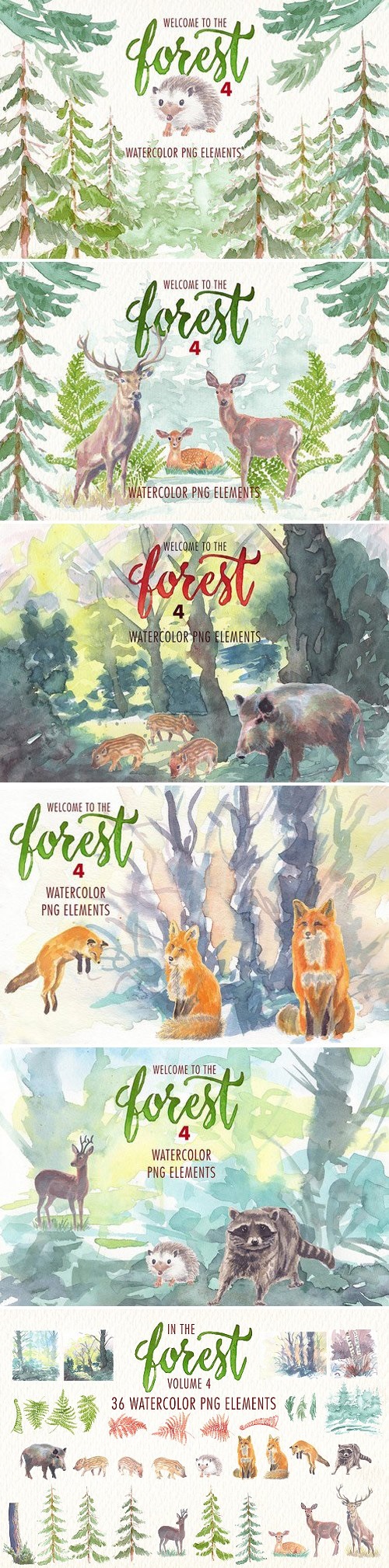 watercolor in the forest clipart 1926459