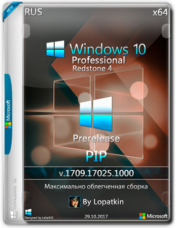 Windows 10 Professional x64 RS4 17025.1000 Prerelease PIP (RUS/2017)