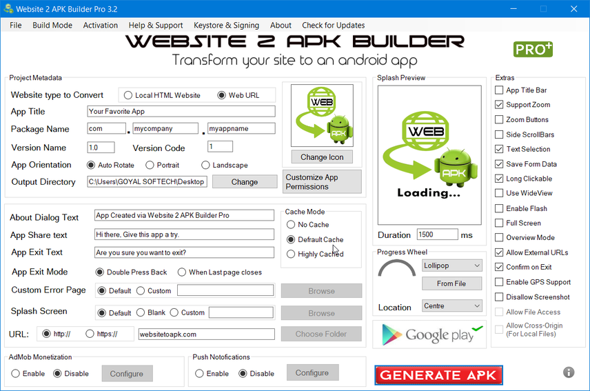 Website to apk builder