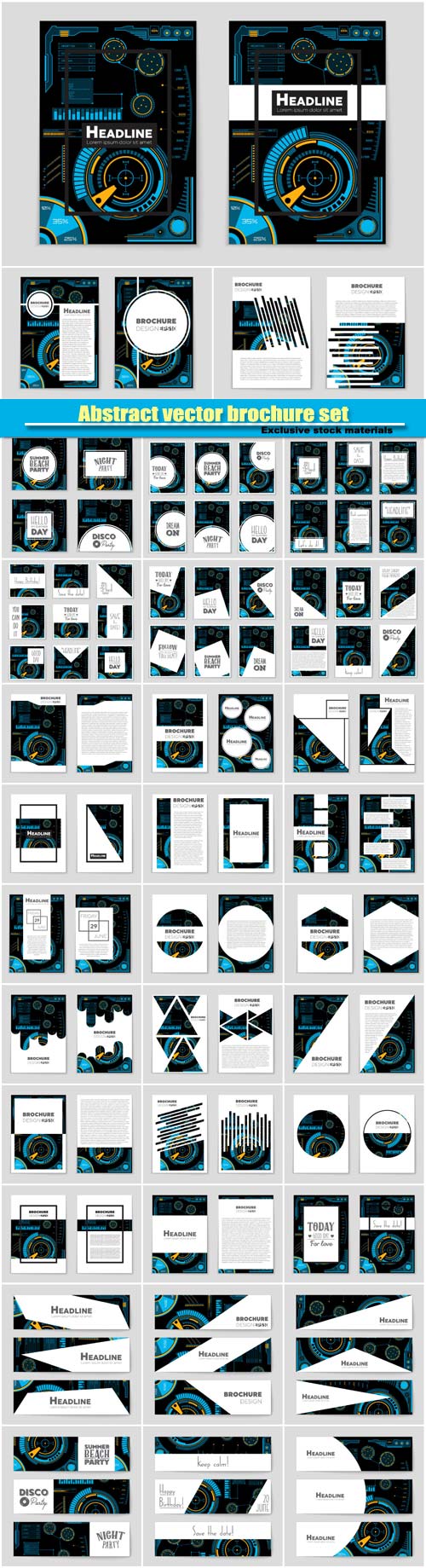 Abstract vector brochure layout background set