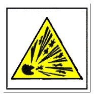 Обозначение взрывчатки на предупреждающем знаке.