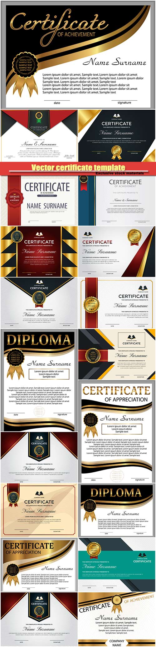 Vector certificate template of appreciation or diploma