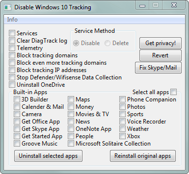 Disable Windows 10 Tracking 3.2.3 Portable