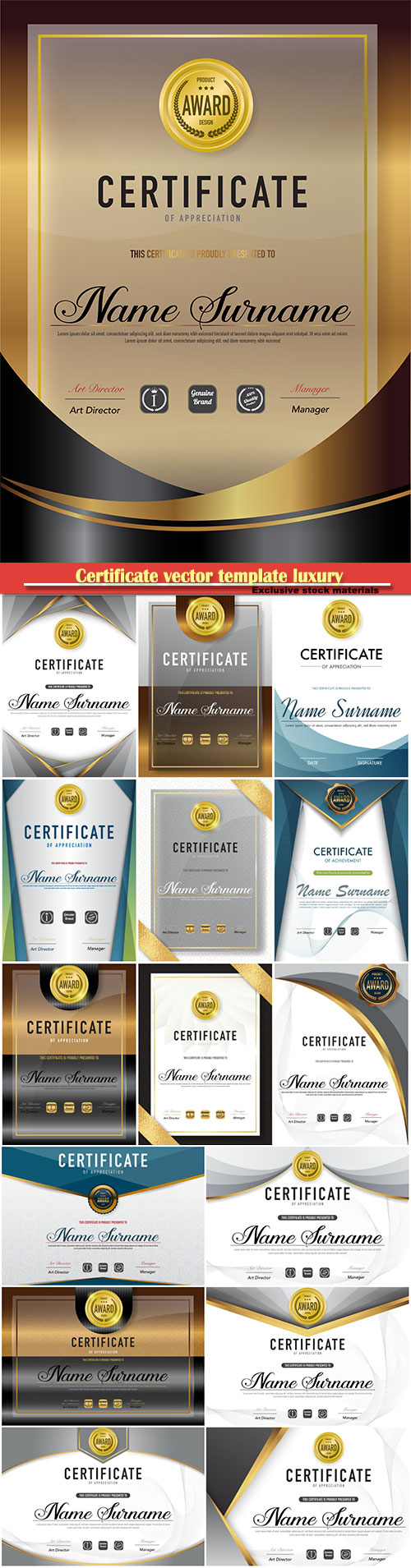 Certificate vector template luxury and diploma style
