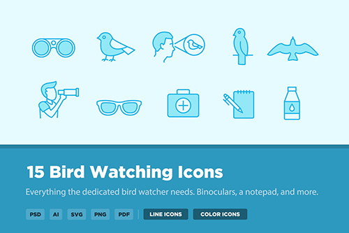 15 Bird Watching Vector Icons