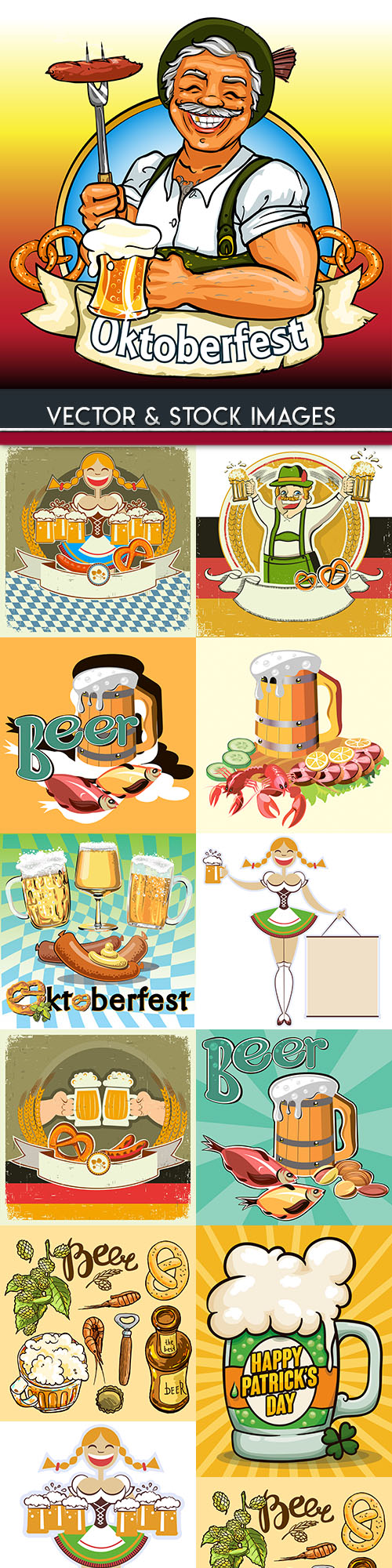 Oktoberfest beer vintage illustration collection