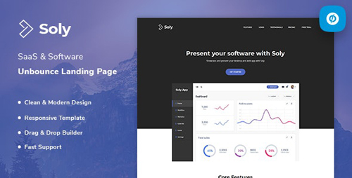 ThemeForest - Soly v1.0 - SaaS & Software Unbounce Landing Page Template - 23600150