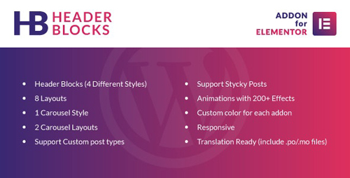 CodeCanyon - Header Blocks for Elementor v1.0 - WordPress Plugin - 24570842