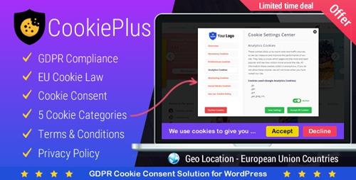 CodeCanyon - Cookie Plus v1.3.5 - GDPR Cookie Consent Solution for WordPress. Master Popups Addon - 21984547