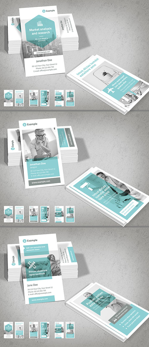 Vertical Business Card Layout with Light Blue Accents 278597079