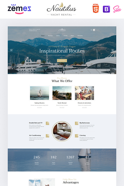 Nautilus - Yachting Multipage HTML Website Template 86220