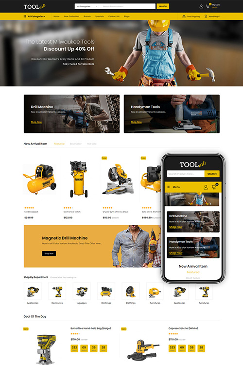 Tools Arts - Power Tools Store OpenCart Template 85560