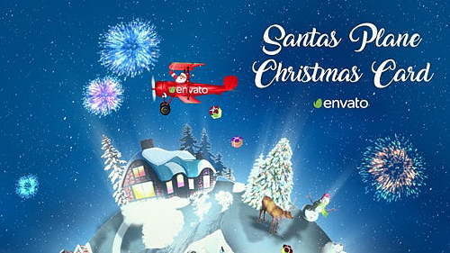 VIDEOHIVE Santas Plane Christmas Card | After Effects Template 22772820